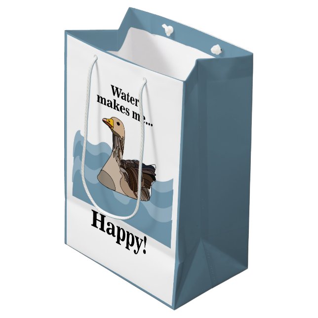Goose Bird Swimming In Water Pool Party Medium Gift Bag (Front Angled)