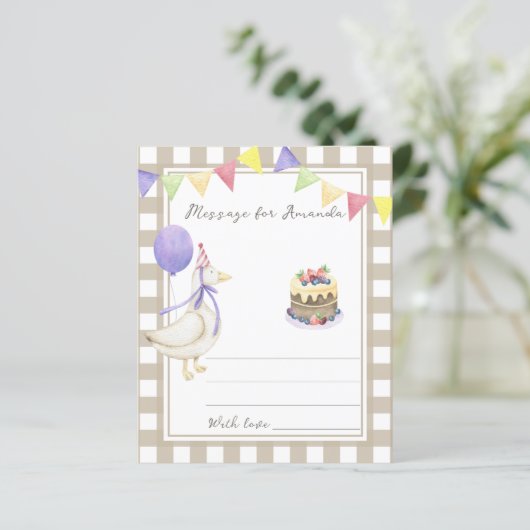 Goose birthday time capsule message (Standing Front)