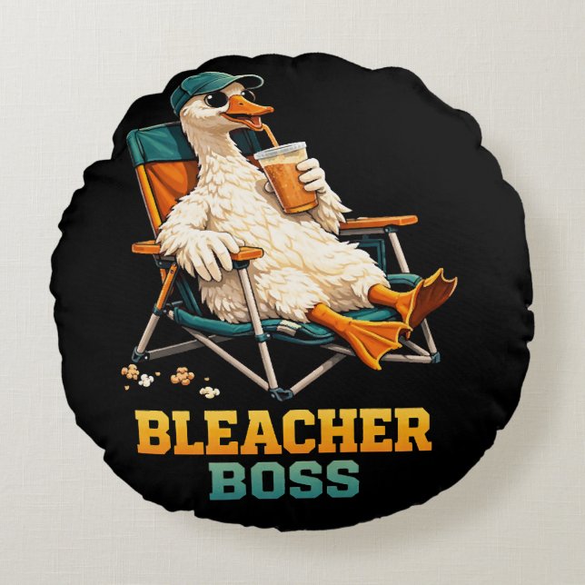 Goose Bleacher Boss Round Pillow (Front)