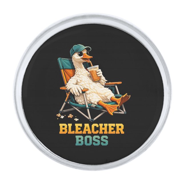 Goose Bleacher Boss Silver Finish Lapel Pin (Front)