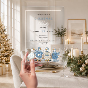 Goose blue clear Christmas Party Acrylic Invitations