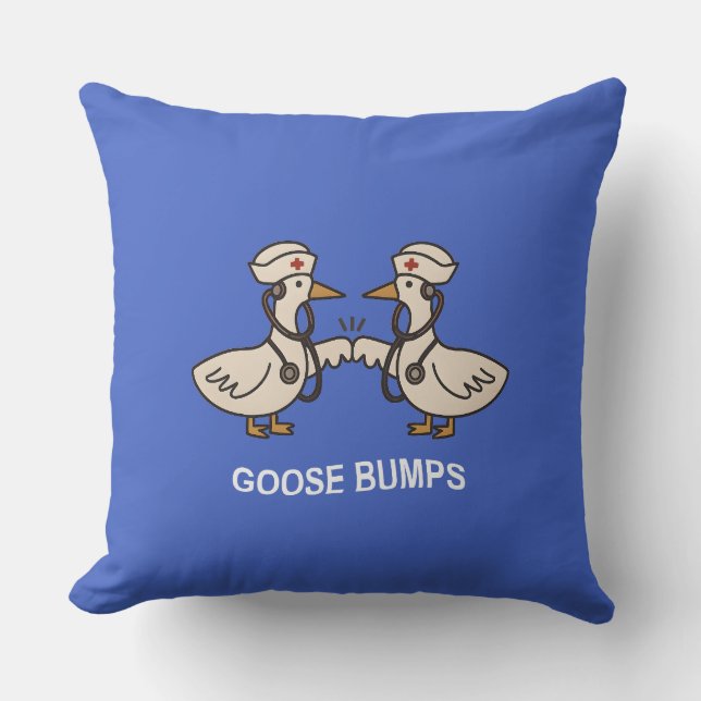 Goose Bumps Nurse Edition – Funny Cartoon Medical Throw Pillow (Front)