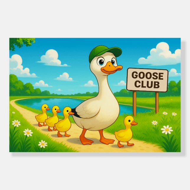 Goose Club Poster – Cute Goose Family Illustration (Front)