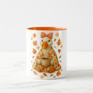Goose Coquette Bow with Coffee Blanket Fall Vibes Two-Tone Coffee Mug