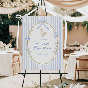 Goose Cottage Blue Baby Shower Welcome Foam Board