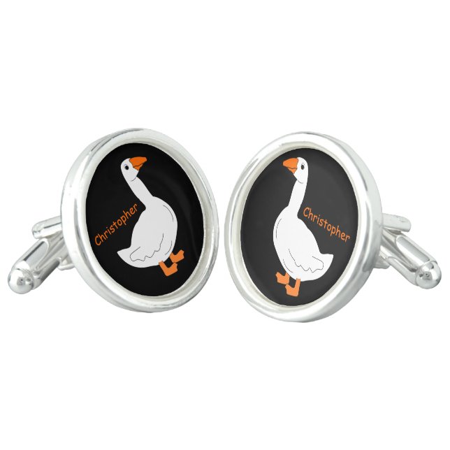 Goose Design Personalised Cufflinks (Angled)