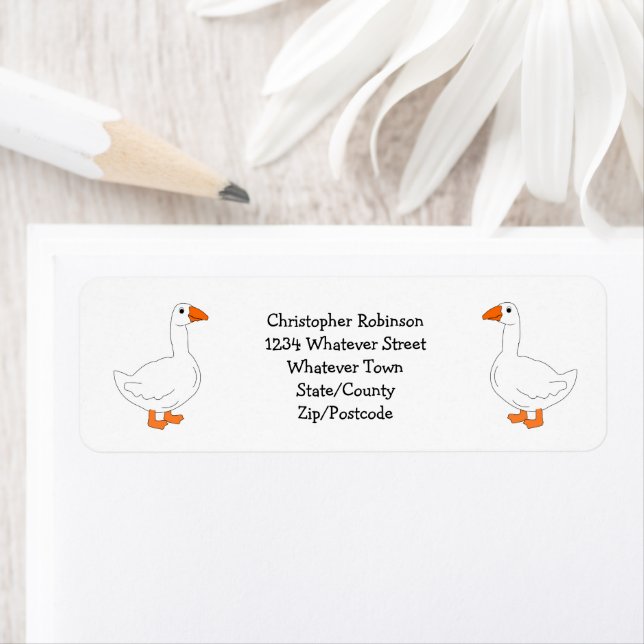 Goose Design Personalised Return Address Label (Insitu)