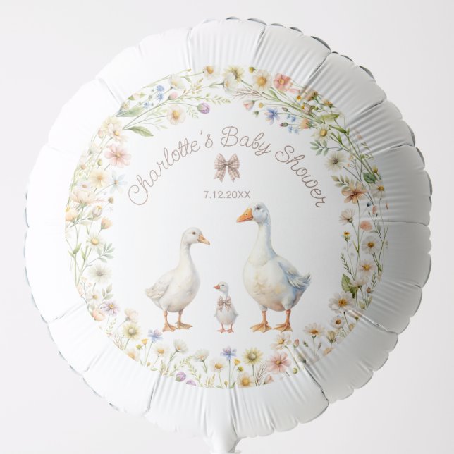 Goose Family Wildflower Baby Shower Balloon (Front)