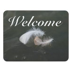 Goose Feathers Floating Welcome Door Sign