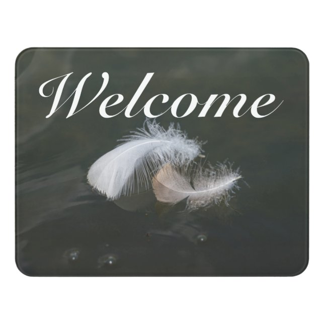 Goose Feathers Floating Welcome Door Sign (Contemporary Front)