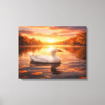 Goose Floating on a Misty Lake