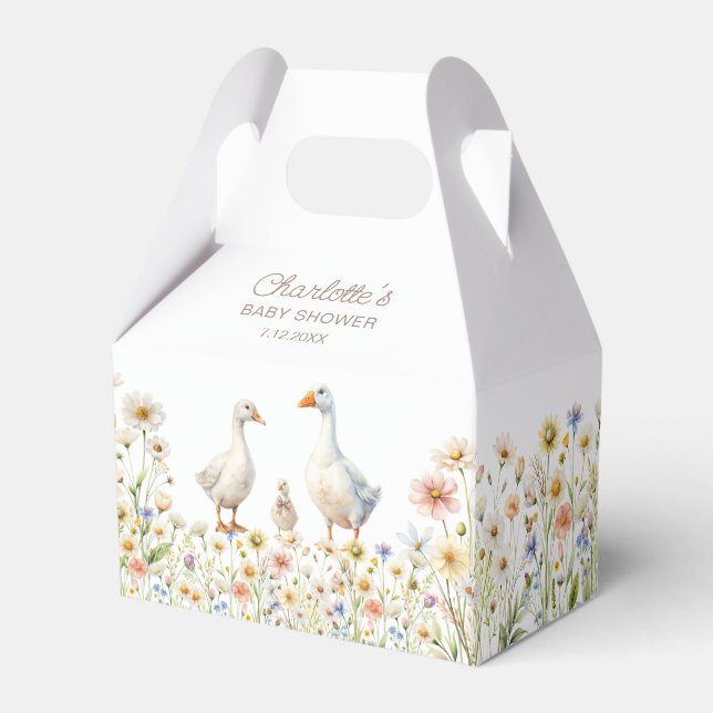 Goose Floral Baby Shower Favor Boxes (Back Side)