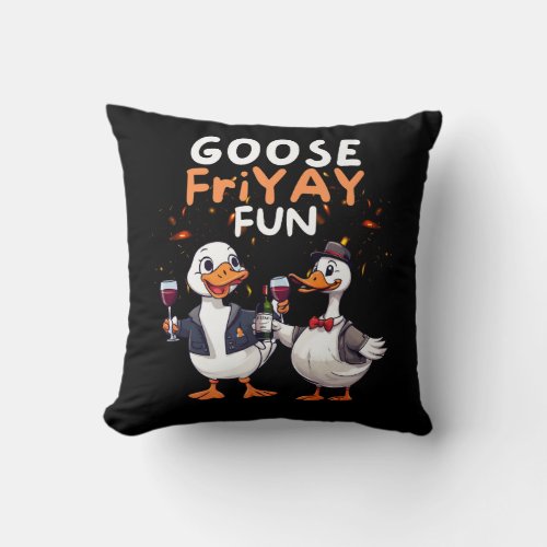 Goose FriYAY fun Throw Pillow