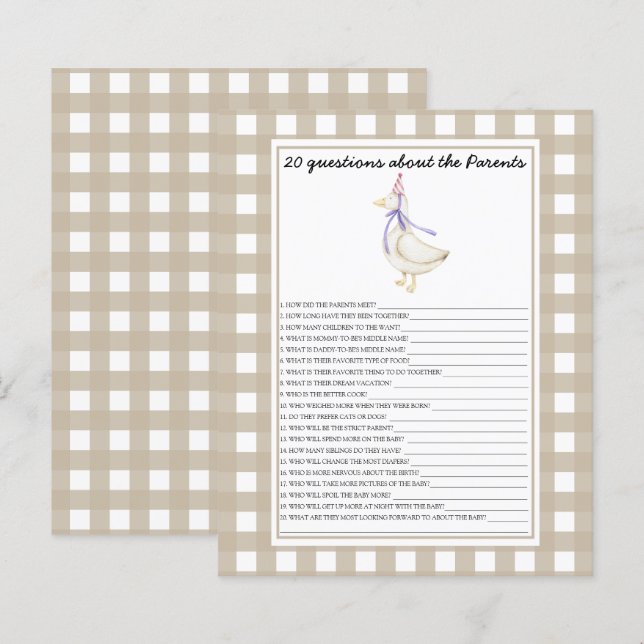 Goose - games - 20 questions about the parents (Front/Back)