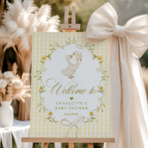 Goose Gender neutral Gingham Baby Shower Welcome Foam Board