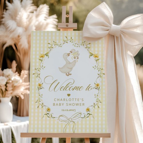 Goose Gender neutral Gingham Baby Shower Welcome