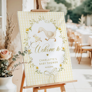 Goose Gender neutral Gingham Baby Shower Welcome Foam Board