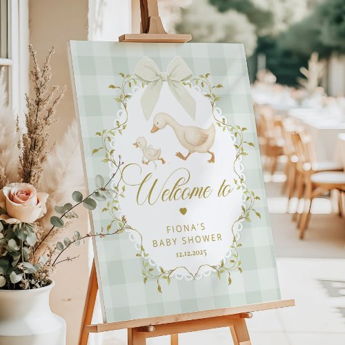 Goose Gender neutral Sage Baby Shower Welcome