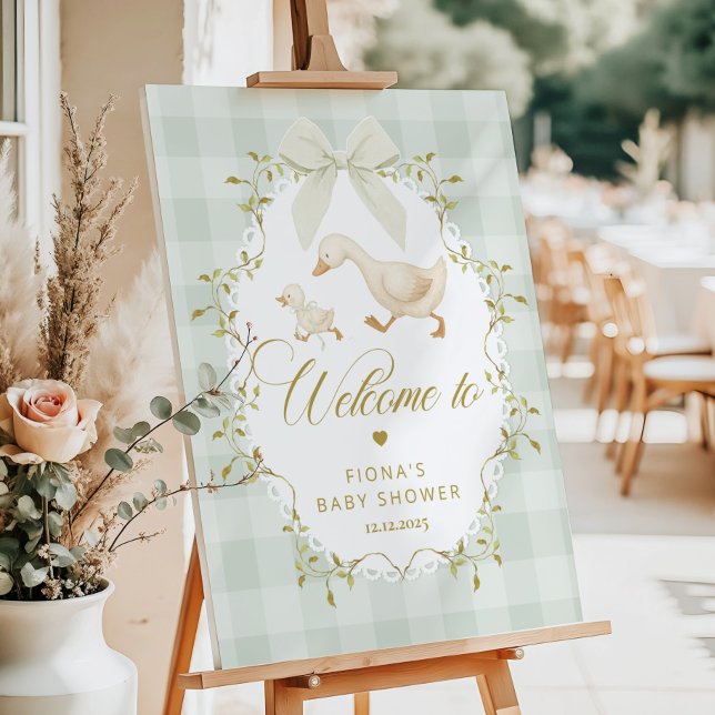 Goose Gender neutral Sage Baby Shower Welcome Foam Board (Creator Uploaded)