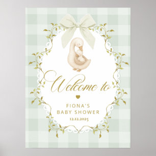 Goose Gender neutral Sage Baby Shower Welcome Poster