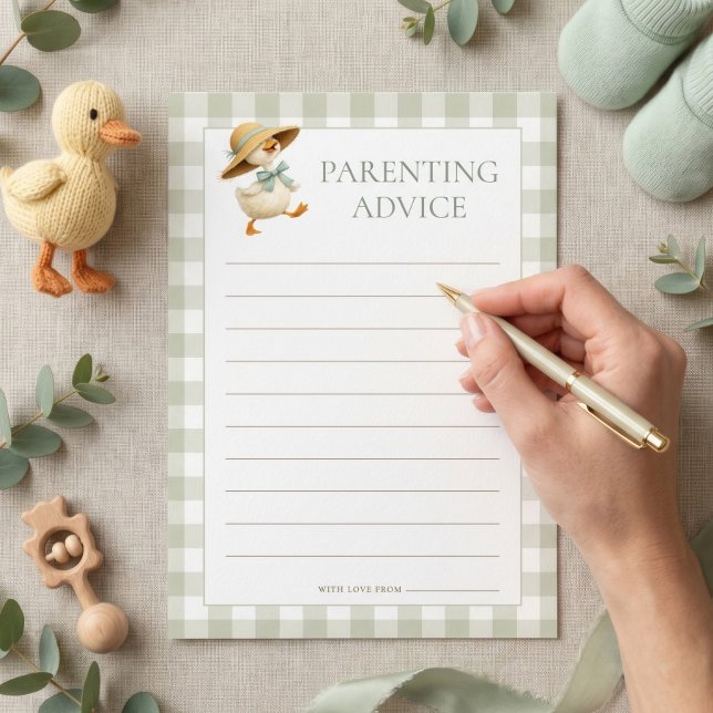 Goose Gingham Parenting Advice Shower Game Card (Creator Uploaded)