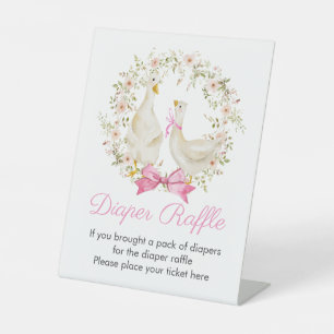 Goose Girl Wreath Wildflowers Diaper Raffle Sign