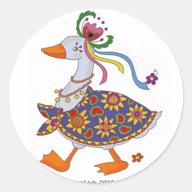 Goose Goes Out Ukrainian Folk Art Classic Round Sticker (Front)