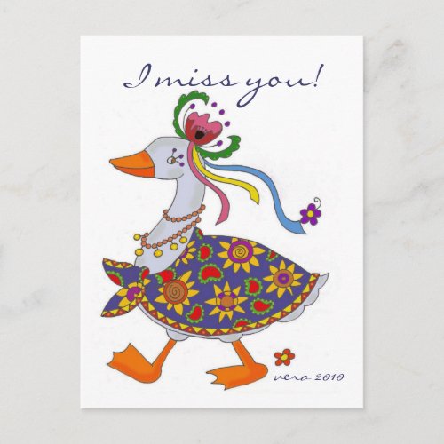 Goose Goes Out Ukrainian Folk Art Postcard