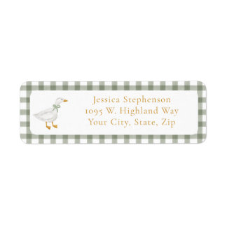 Goose Green Gingham Cottagecore Return Address Label