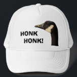Goose head honk honk hat<br><div class="desc">A Canadian Goose shown from the neck up with the caption "Honk Honk!" (you can change this).</div>