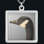 Goose head Necklace<br><div class="desc">Shows the head and neck of a Canadian Goose against a gray tonal background.
Customize to move or resize the goose,  or change the background.</div>