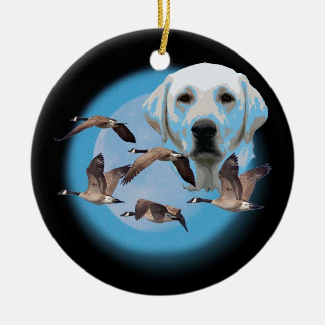 Goose hunter 3 ceramic ornament (Front)