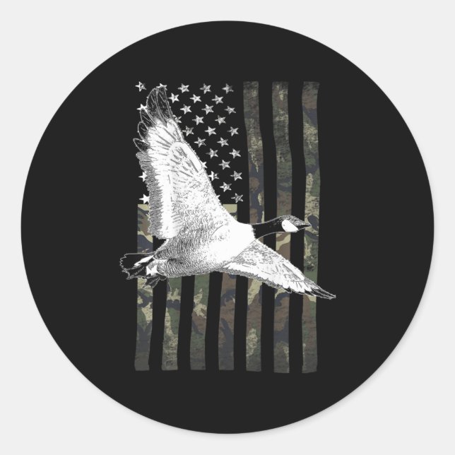 Goose Hunting Camo Flag Classic Round Sticker (Front)