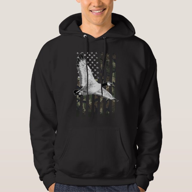 Goose Hunting Camo Flag (on Back)  Hoodie (Front)