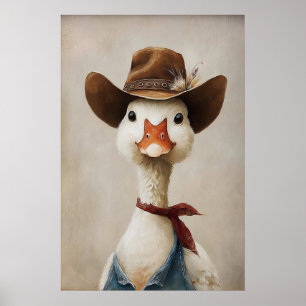Goose in Cowboy Hat Print, Goose Wall Art, Farm Poster