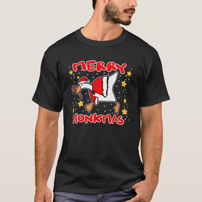Goose Murder Meme Candy Cane Merry Honkmas Christm T-Shirt (Front)