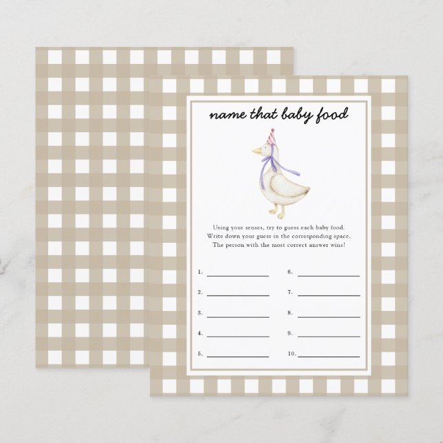 goose - Name that baby Food shower game (Front/Back)