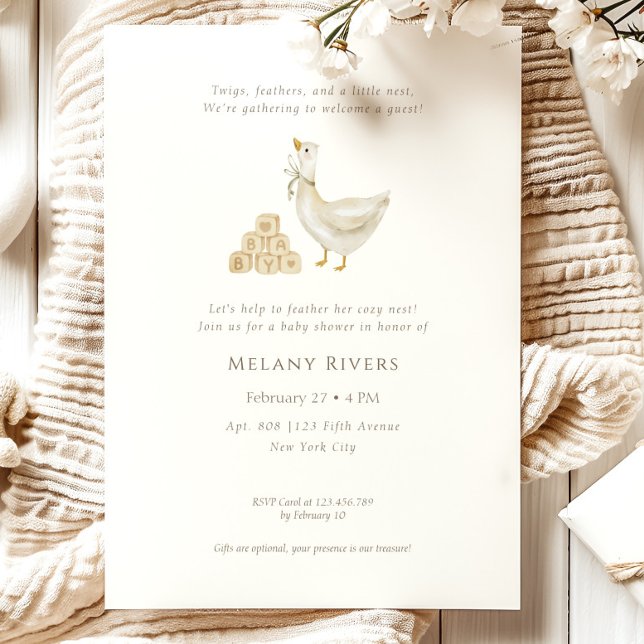 Goose Nest Neutral Baby Shower Invitation (Creator Uploaded)