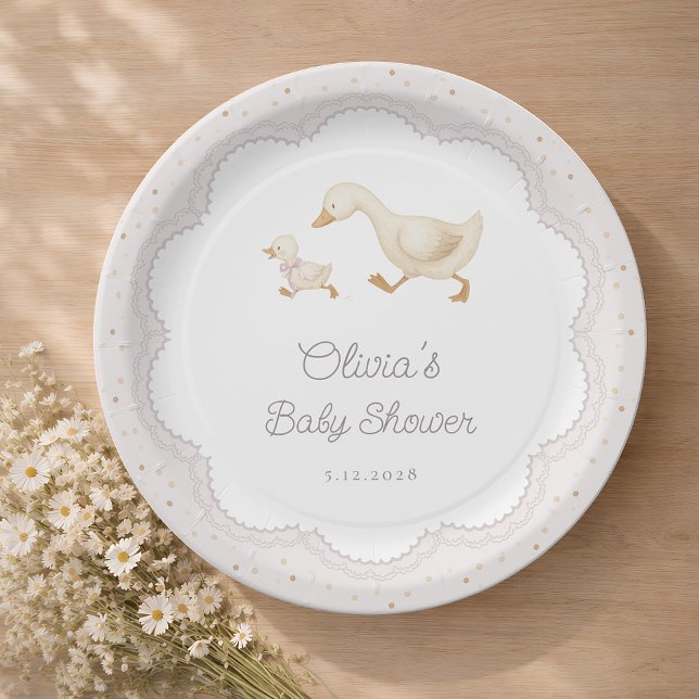 Goose Nursery Duck Gender Neutral Baby Shower Paper Plates (Creator Uploaded)