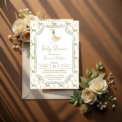 Goose nursery rhymes baby shower invitation