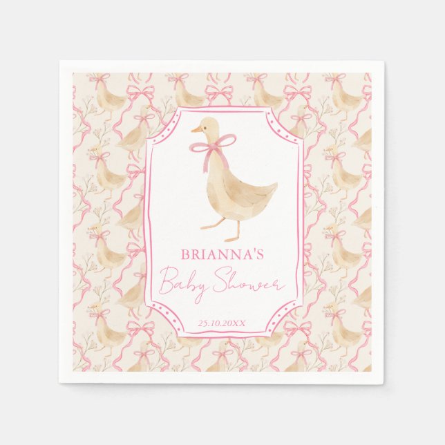 Goose nursery rhymes baby shower monogrammed napkins (Front)