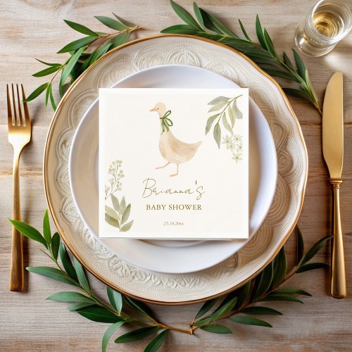 Goose nursery rhymes baby shower monogrammed napkins