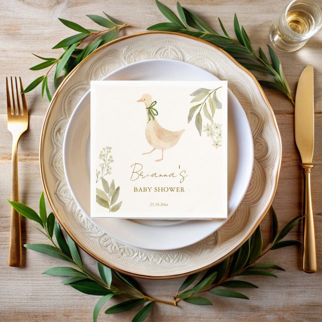 Goose nursery rhymes baby shower monogrammed napkins (Goose nursery rhymes boho baby shower monogrammed napkins template personalized table decor)