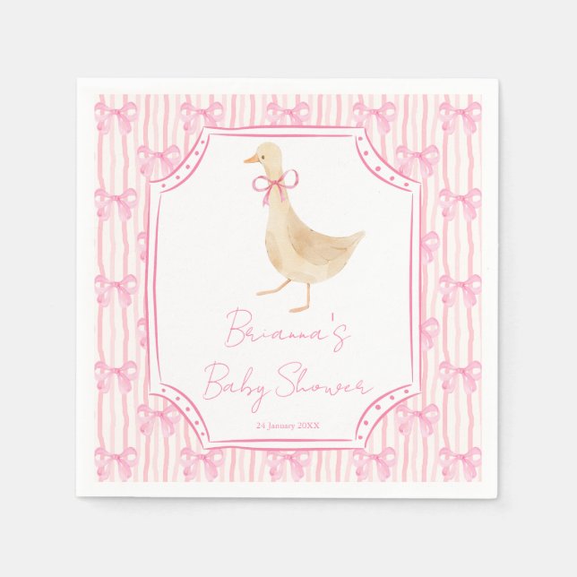 Goose nursery rhymes baby shower pink personalized napkins (Front)
