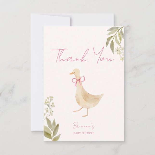 Goose nursery rhymes baby shower thank you card (Front)
