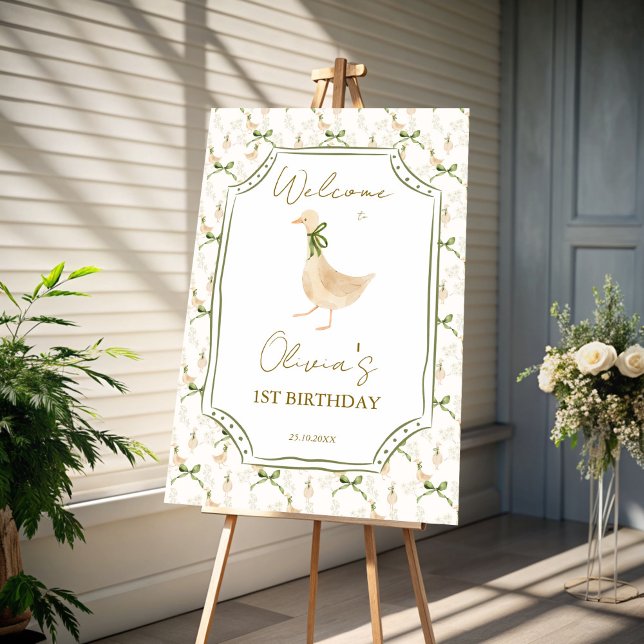 Goose nursery rhymes birthday party welcome sign (Goose nursery rhymes birthday party welcome sign board personalized goose party entrance decor)