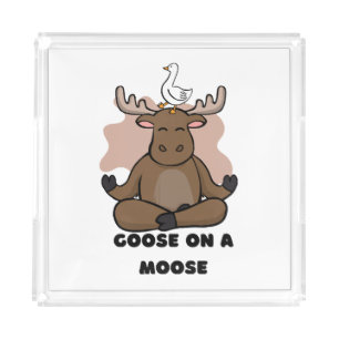 Goose on a Moose Animal Funny Acrylic Tray