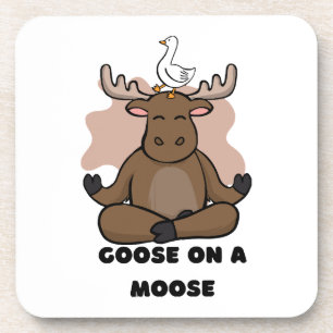 Goose on a Moose Animal Funny Beverage Coaster