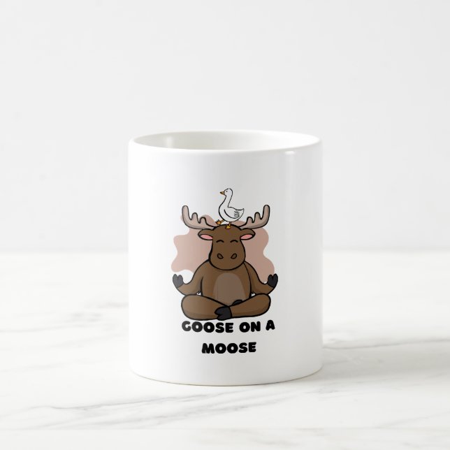 Goose on a Moose Animal Funny Coffee Mug (Center)