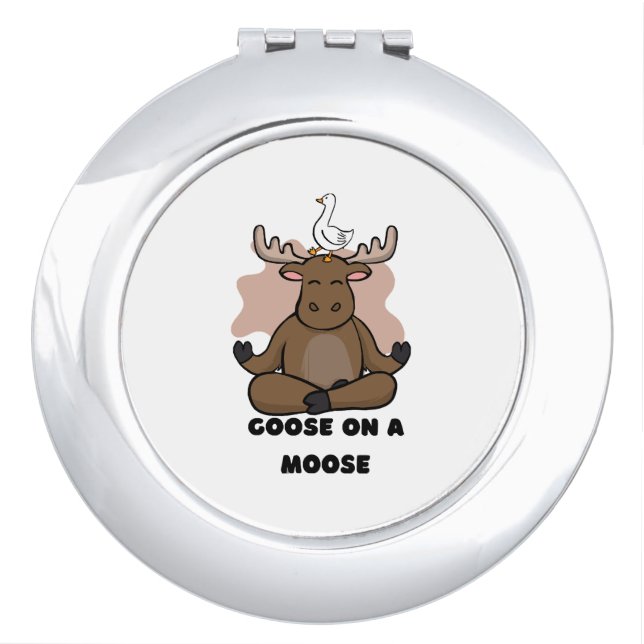 Goose on a Moose Animal Funny Compact Mirror (Front)